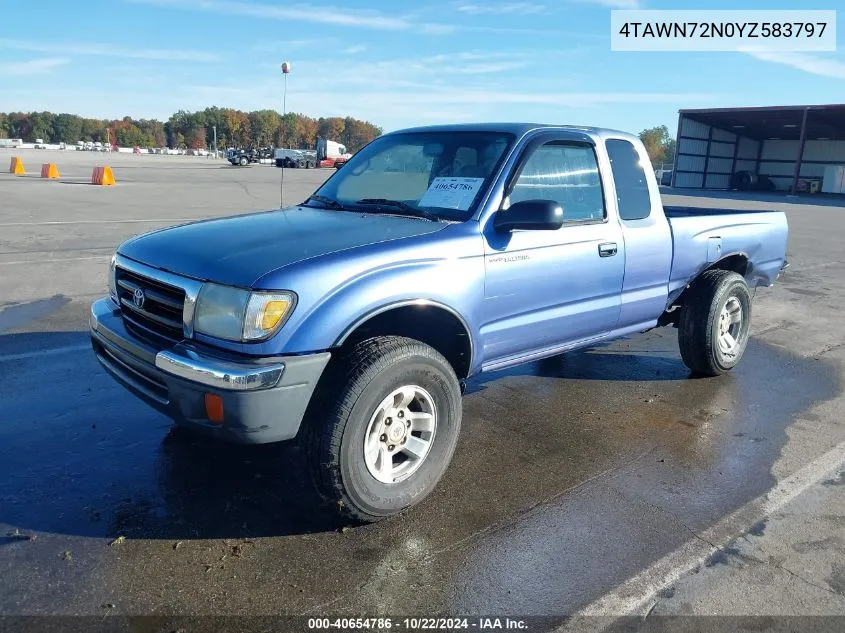 2000 Toyota Tacoma Base V6 VIN: 4TAWN72N0YZ583797 Lot: 40654786