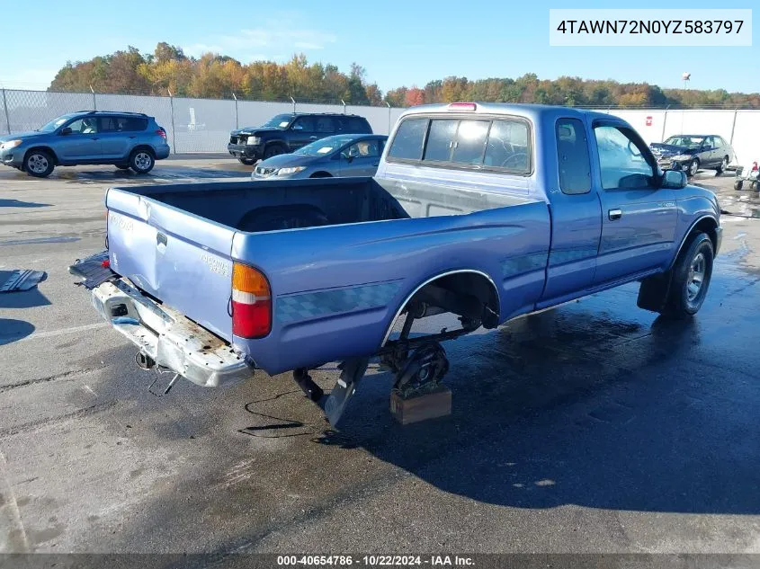 2000 Toyota Tacoma Base V6 VIN: 4TAWN72N0YZ583797 Lot: 40654786