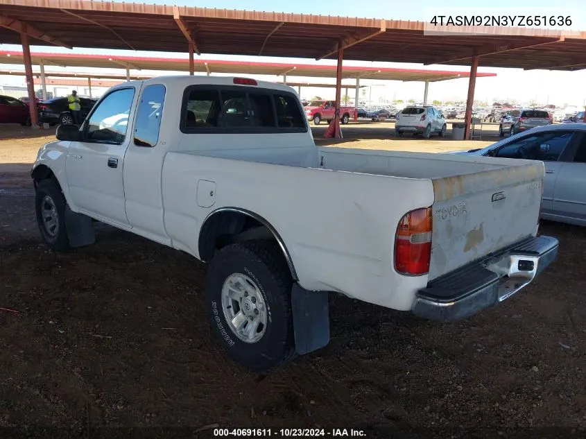 2000 Toyota Tacoma Prerunner VIN: 4TASM92N3YZ651636 Lot: 40691611