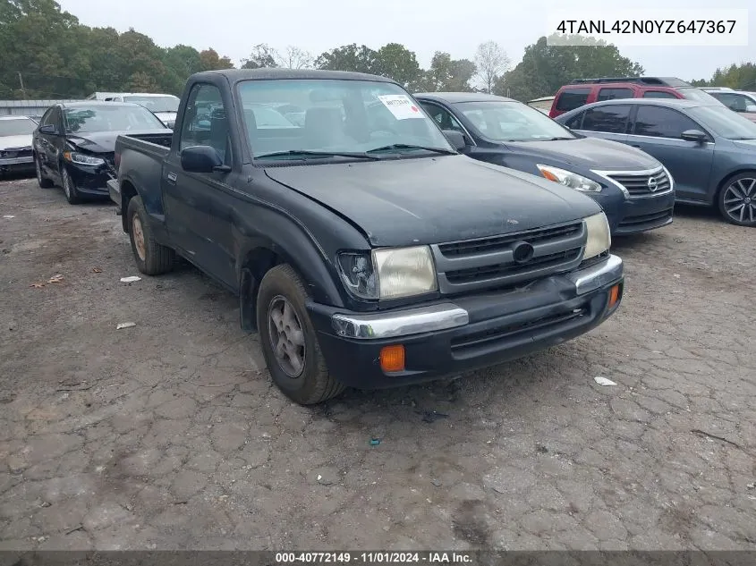 2000 Toyota Tacoma VIN: 4TANL42N0YZ647367 Lot: 40772149