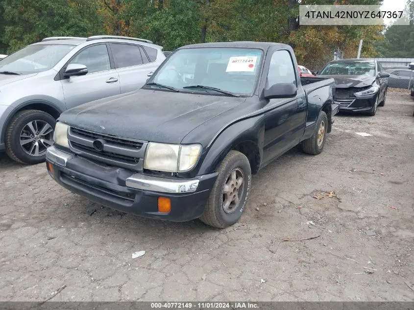 2000 Toyota Tacoma VIN: 4TANL42N0YZ647367 Lot: 40772149