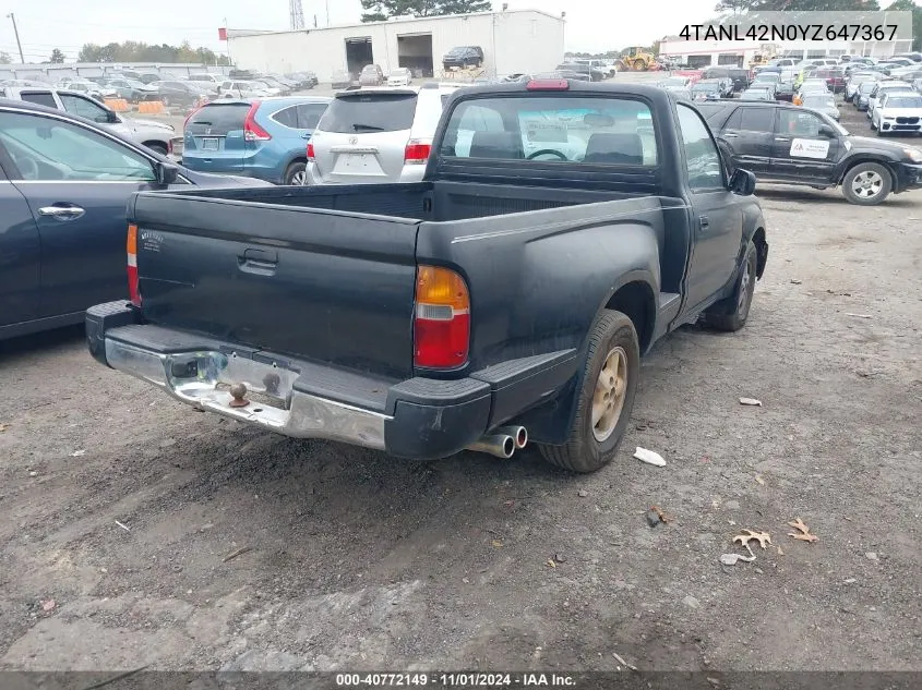 2000 Toyota Tacoma VIN: 4TANL42N0YZ647367 Lot: 40772149