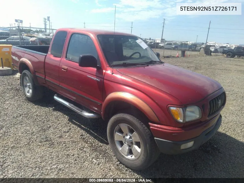 2001 Toyota Tacoma Prerunner VIN: 5TESN92N51Z726171 Lot: 39659053