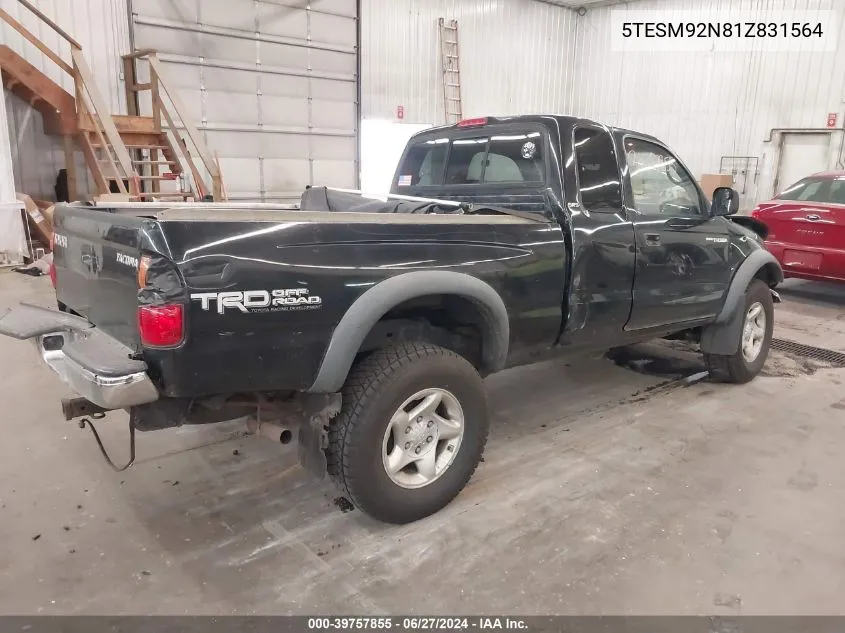 2001 Toyota Tacoma Prerunner VIN: 5TESM92N81Z831564 Lot: 39757855