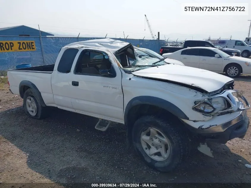 2001 Toyota Tacoma Base V6 VIN: 5TEWN72N41Z756722 Lot: 39939634