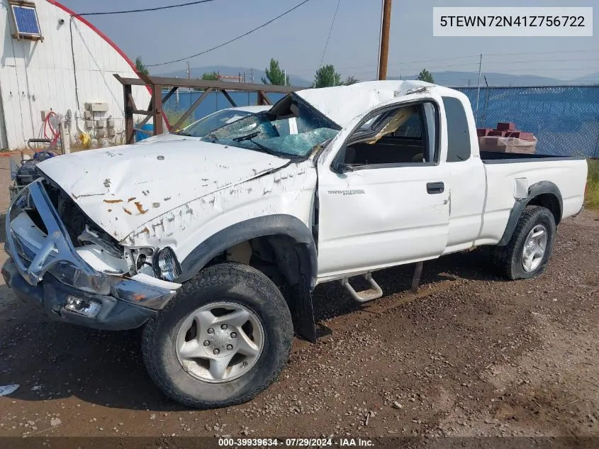 2001 Toyota Tacoma Base V6 VIN: 5TEWN72N41Z756722 Lot: 39939634