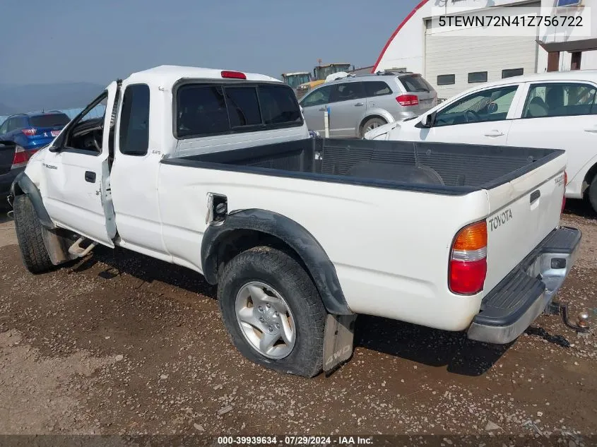 2001 Toyota Tacoma Base V6 VIN: 5TEWN72N41Z756722 Lot: 39939634