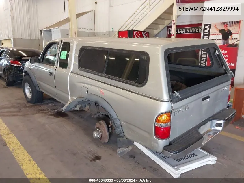 2001 Toyota Tacoma VIN: 5TEWM72N41Z829994 Lot: 40049339