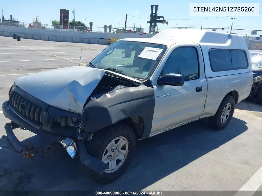 2001 Toyota Tacoma VIN: 5TENL42N51Z785260 Lot: 40099005