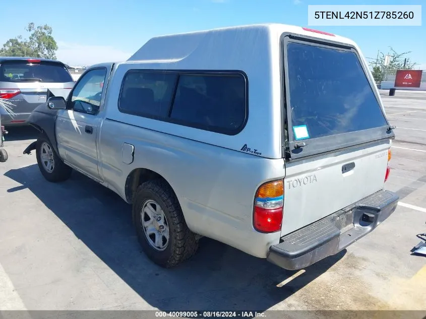 2001 Toyota Tacoma VIN: 5TENL42N51Z785260 Lot: 40099005