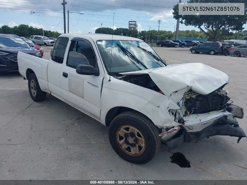 2001 Toyota Tacoma VIN: 5TEVL52N61Z851076 Lot: 40105988