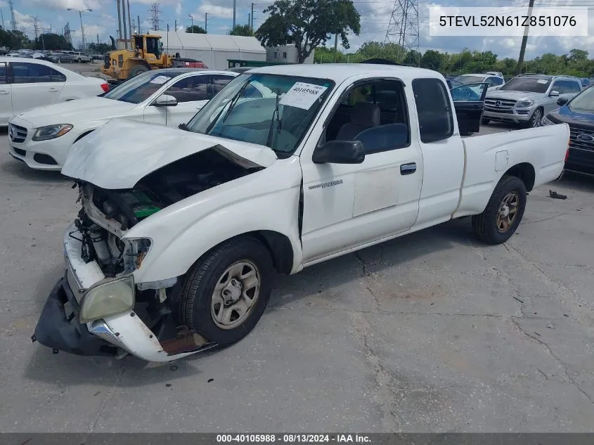 2001 Toyota Tacoma VIN: 5TEVL52N61Z851076 Lot: 40105988