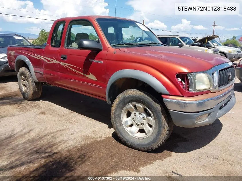 2001 Toyota Tacoma Base V6 VIN: 5TEWN72N01Z818438 Lot: 40137302