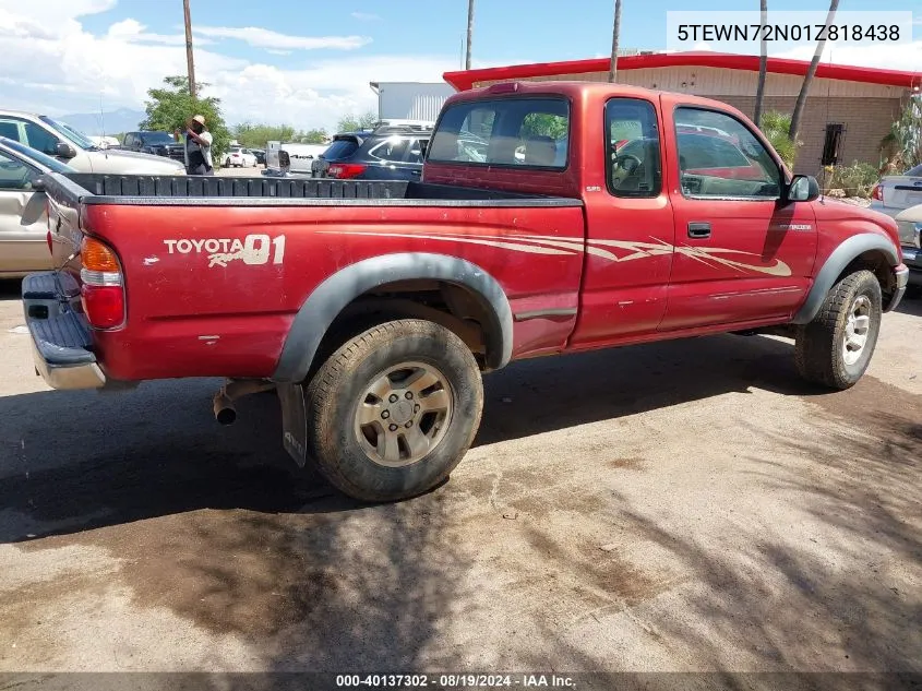 2001 Toyota Tacoma Base V6 VIN: 5TEWN72N01Z818438 Lot: 40137302