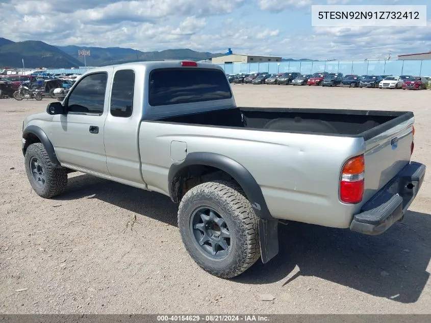 2001 Toyota Tacoma Xtracab Prerunner VIN: 5TESN92N91Z732412 Lot: 40154629