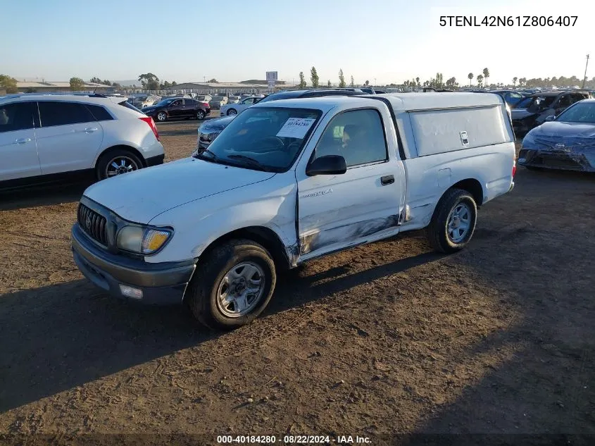 2001 Toyota Tacoma VIN: 5TENL42N61Z806407 Lot: 40184280