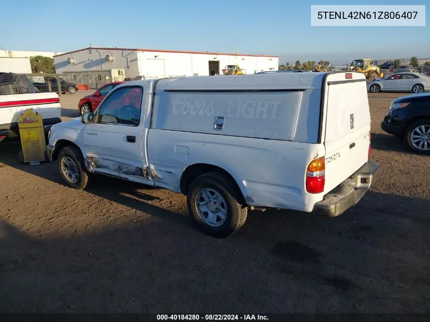 2001 Toyota Tacoma VIN: 5TENL42N61Z806407 Lot: 40184280