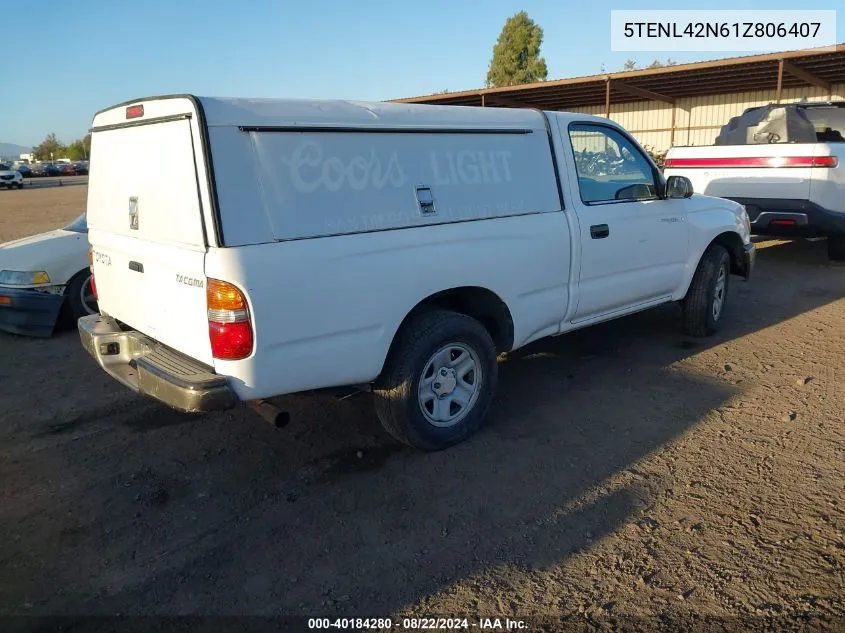 2001 Toyota Tacoma VIN: 5TENL42N61Z806407 Lot: 40184280