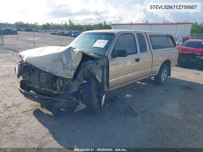 2001 Toyota Tacoma VIN: 5TEVL52N71Z759507 Lot: 40229131