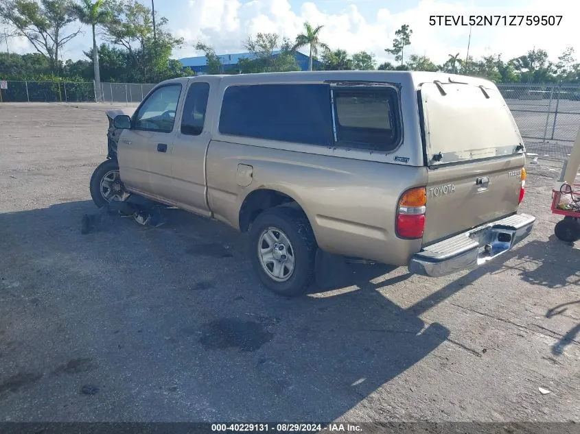 2001 Toyota Tacoma VIN: 5TEVL52N71Z759507 Lot: 40229131