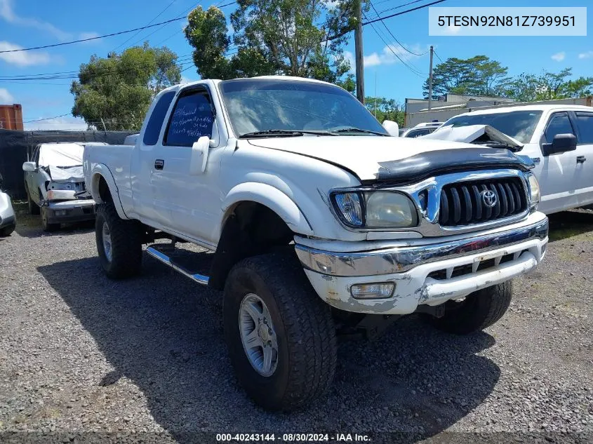 2001 Toyota Tacoma Prerunner V6 VIN: 5TESN92N81Z739951 Lot: 40243144