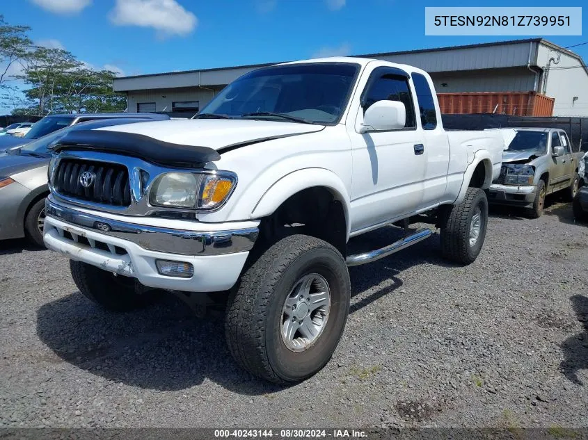 2001 Toyota Tacoma Prerunner V6 VIN: 5TESN92N81Z739951 Lot: 40243144