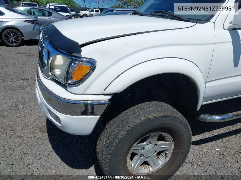 2001 Toyota Tacoma Prerunner V6 VIN: 5TESN92N81Z739951 Lot: 40243144