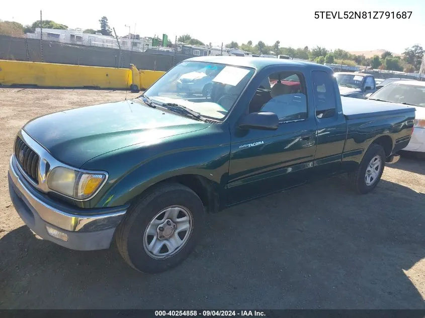 2001 Toyota Tacoma Xtracab VIN: 5TEVL52N81Z791687 Lot: 40254858