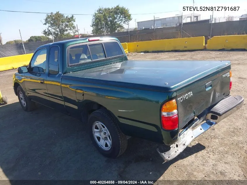 2001 Toyota Tacoma Xtracab VIN: 5TEVL52N81Z791687 Lot: 40254858