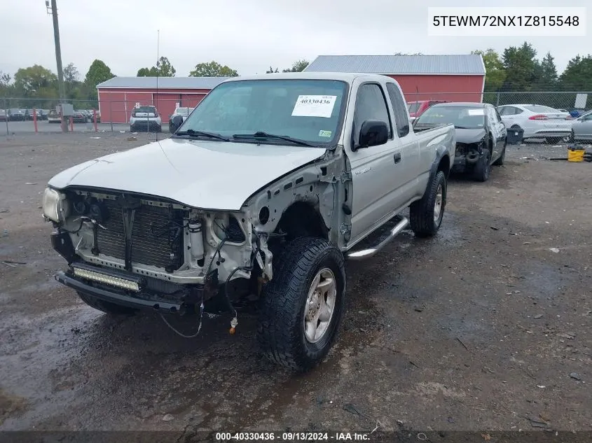 2001 Toyota Tacoma VIN: 5TEWM72NX1Z815548 Lot: 40330436