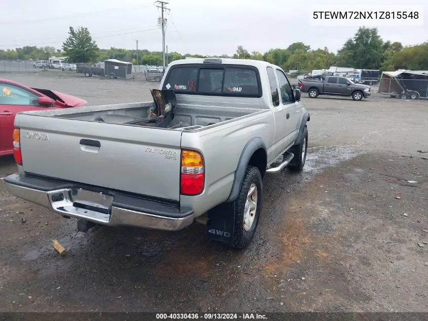 2001 Toyota Tacoma VIN: 5TEWM72NX1Z815548 Lot: 40330436