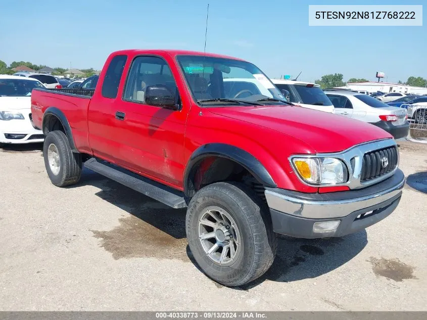 2001 Toyota Tacoma Prerunner V6 VIN: 5TESN92N81Z768222 Lot: 40338773