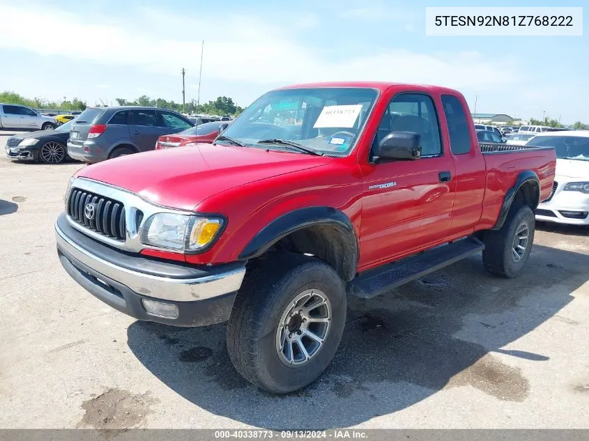 2001 Toyota Tacoma Prerunner V6 VIN: 5TESN92N81Z768222 Lot: 40338773