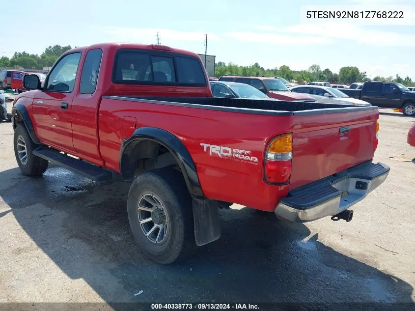 2001 Toyota Tacoma Prerunner V6 VIN: 5TESN92N81Z768222 Lot: 40338773