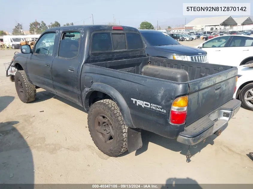 2001 Toyota Tacoma Prerunner V6 VIN: 5TEGN92N81Z870142 Lot: 40347105