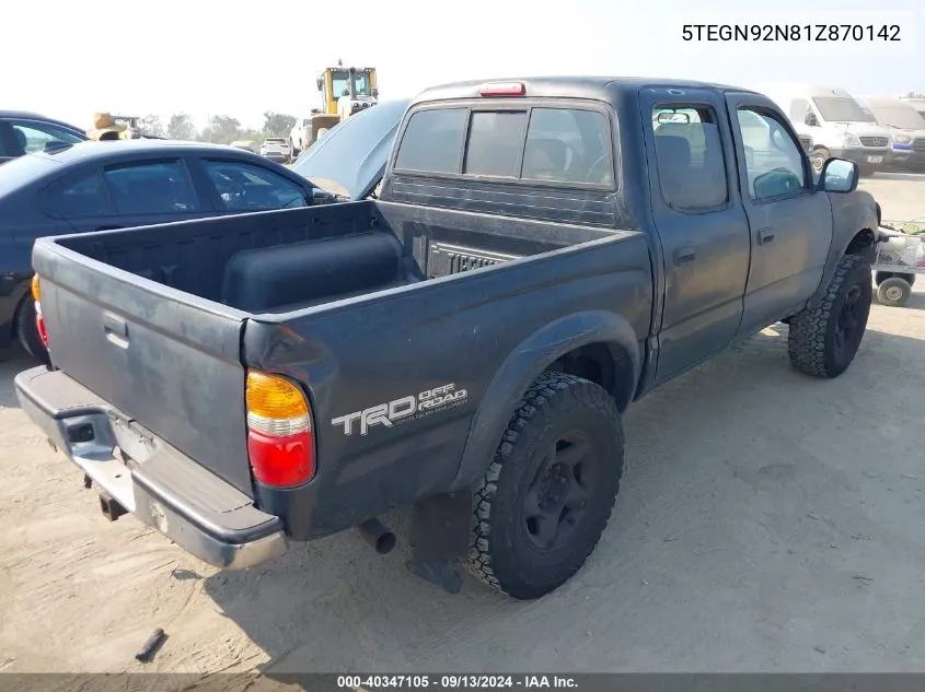 2001 Toyota Tacoma Prerunner V6 VIN: 5TEGN92N81Z870142 Lot: 40347105