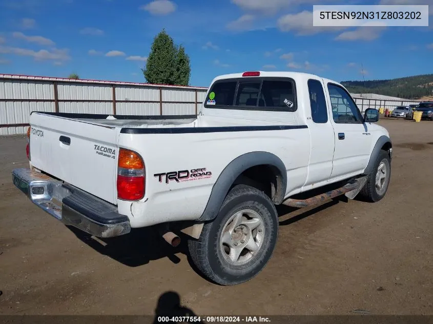 2001 Toyota Tacoma Xtracab Prerunner VIN: 5TESN92N31Z803202 Lot: 40377554