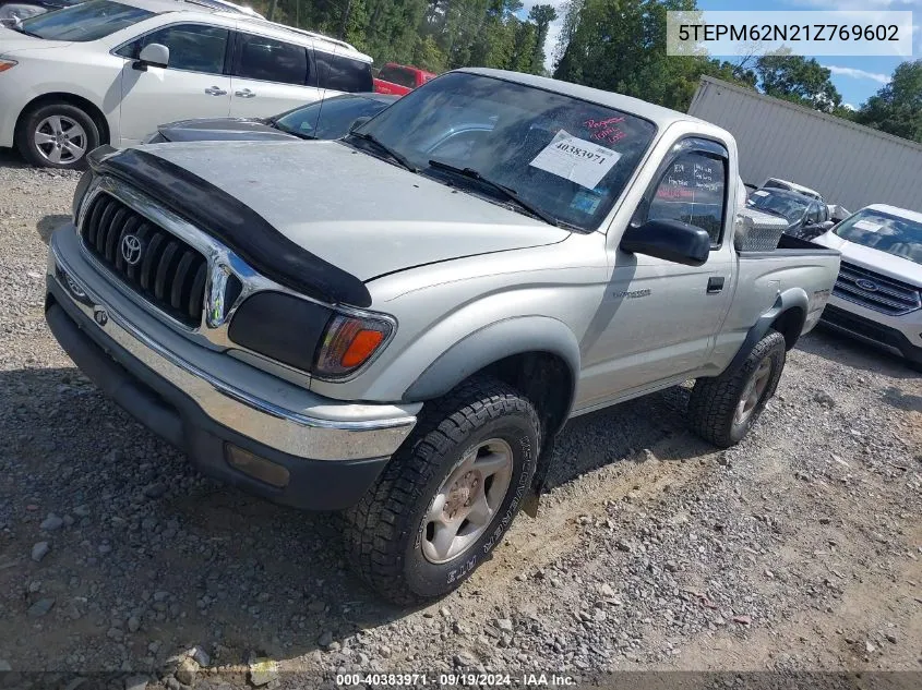 2001 Toyota Tacoma VIN: 5TEPM62N21Z769602 Lot: 40383971