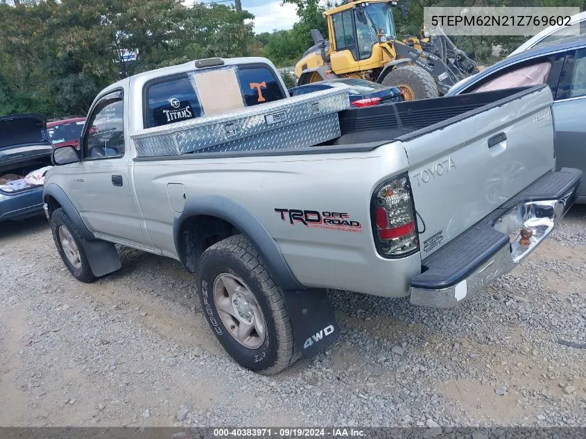 2001 Toyota Tacoma VIN: 5TEPM62N21Z769602 Lot: 40383971