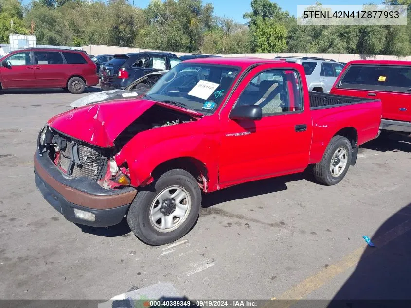 2001 Toyota Tacoma VIN: 5TENL42N41Z877993 Lot: 40389349