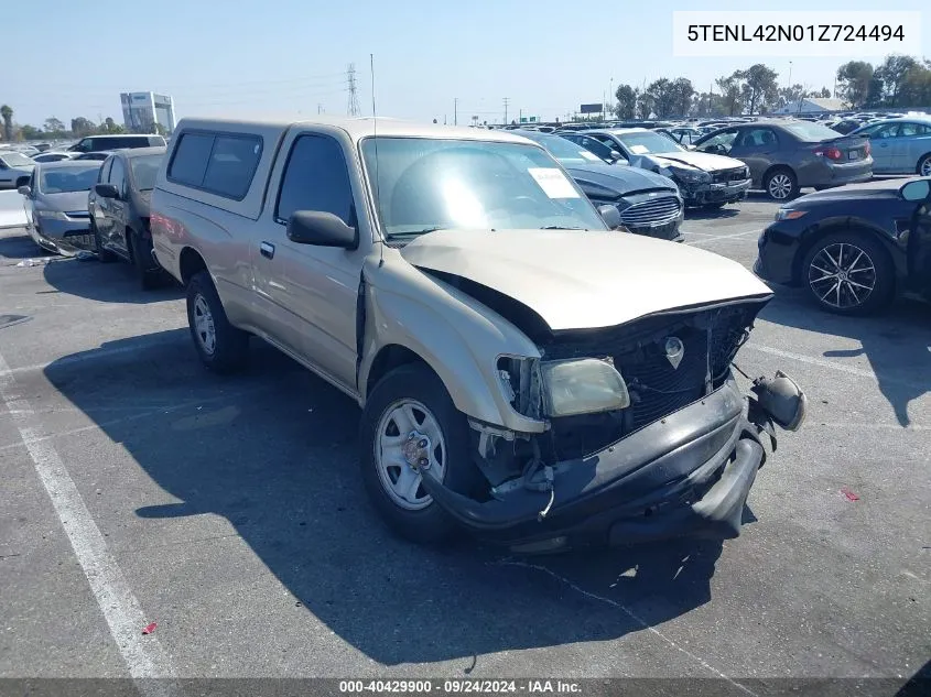 2001 Toyota Tacoma Base (M5) VIN: 5TENL42N01Z724494 Lot: 40429900