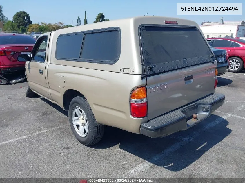 2001 Toyota Tacoma Base (M5) VIN: 5TENL42N01Z724494 Lot: 40429900