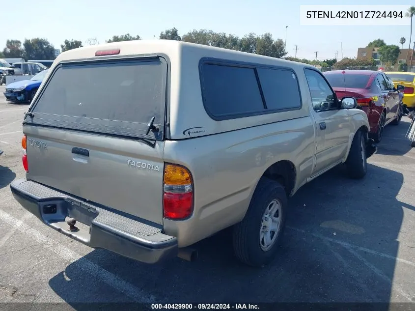 2001 Toyota Tacoma Base (M5) VIN: 5TENL42N01Z724494 Lot: 40429900