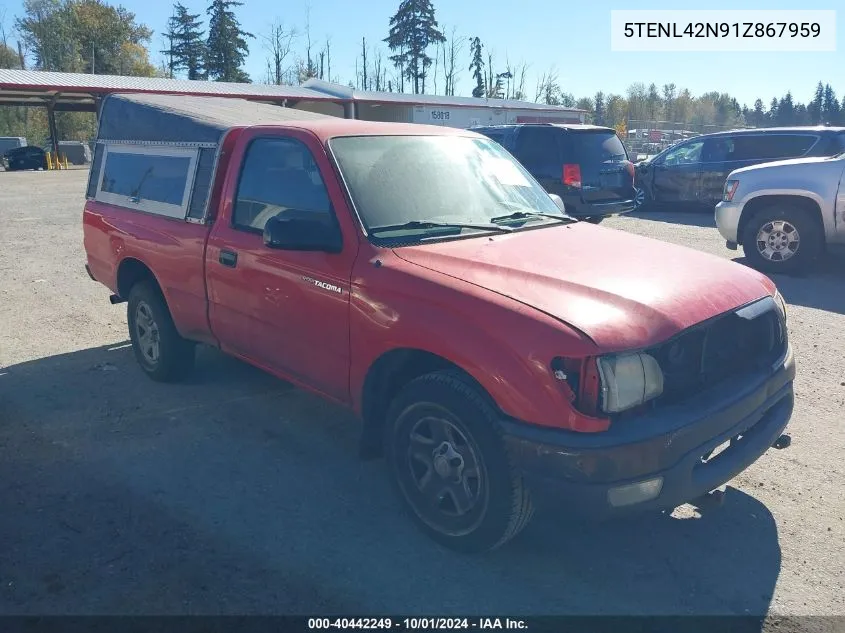 2001 Toyota Tacoma VIN: 5TENL42N91Z867959 Lot: 40442249