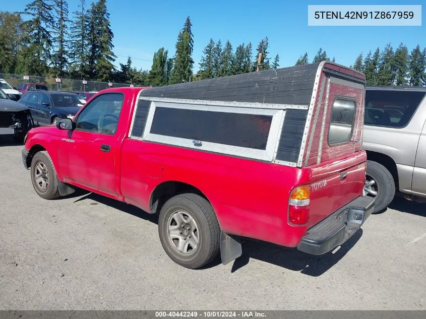 2001 Toyota Tacoma VIN: 5TENL42N91Z867959 Lot: 40442249