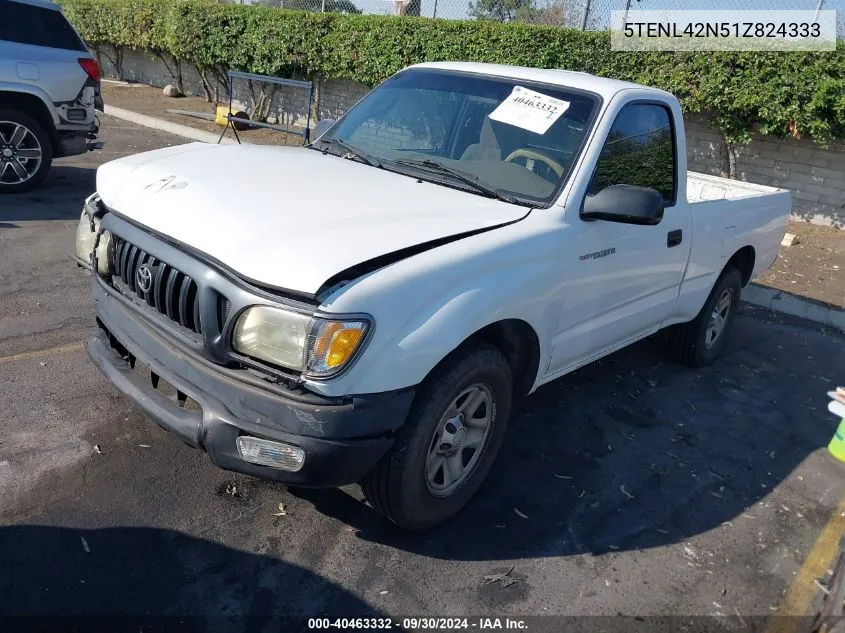 2001 Toyota Tacoma VIN: 5TENL42N51Z824333 Lot: 40463332