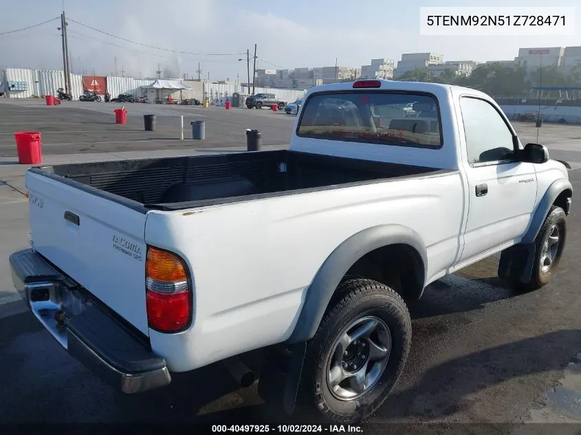 2001 Toyota Tacoma Prerunner VIN: 5TENM92N51Z728471 Lot: 40497925