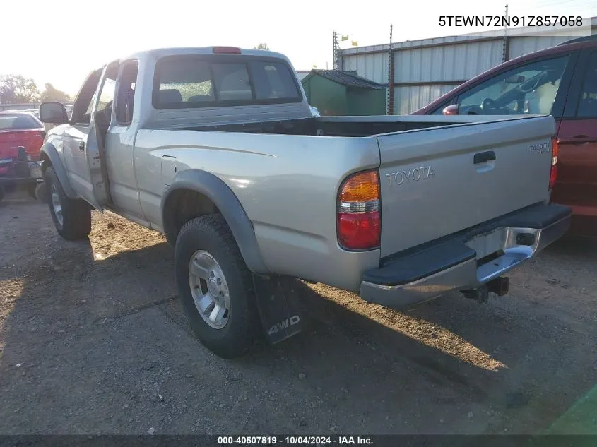 2001 Toyota Tacoma Base V6 VIN: 5TEWN72N91Z857058 Lot: 40507819