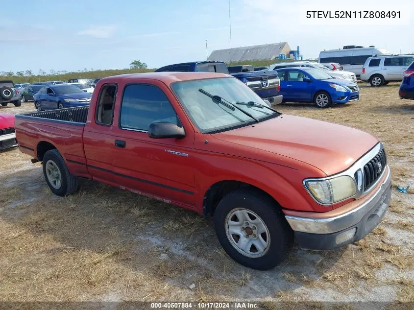 2001 Toyota Tacoma Xtracab VIN: 5TEVL52N11Z808491 Lot: 40507884