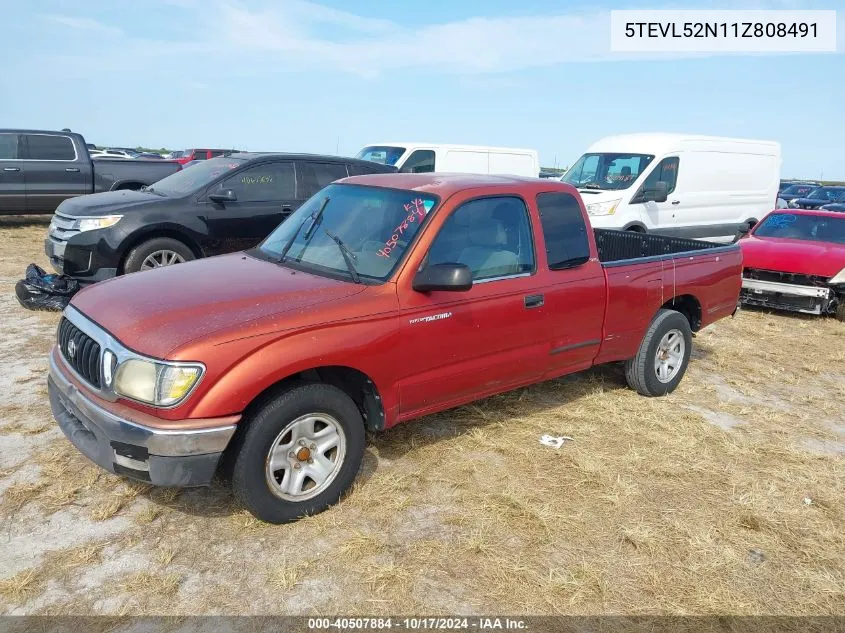 2001 Toyota Tacoma Xtracab VIN: 5TEVL52N11Z808491 Lot: 40507884